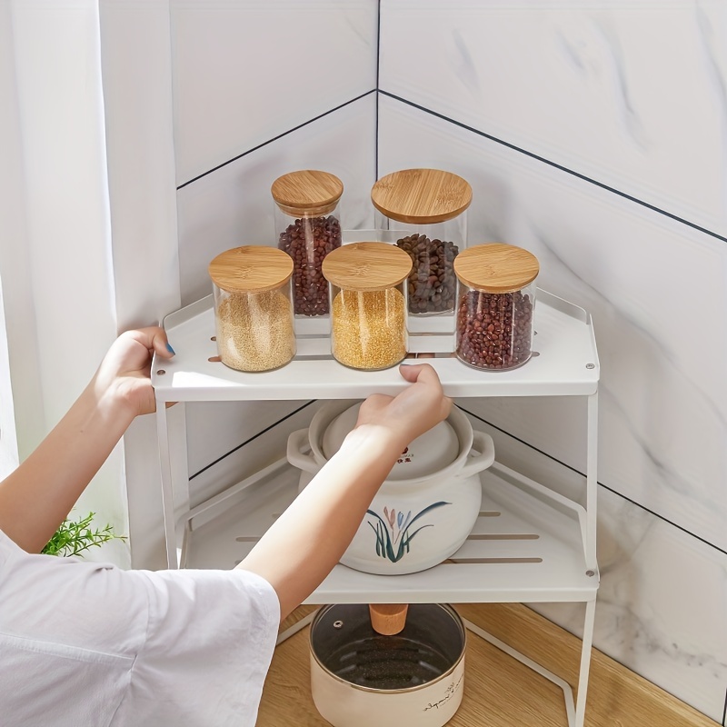 3-layer Bamboo Corner Shelf, Kitchen Cabinet Organizer Storage Rack, Dish  Rack For Kitchen - Temu