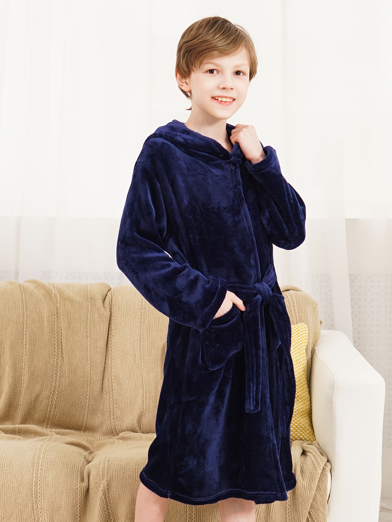 Enfants Peignoir flanelle bébé à capuchon, vêtements de nuit - Pyjamas robe  de nuit