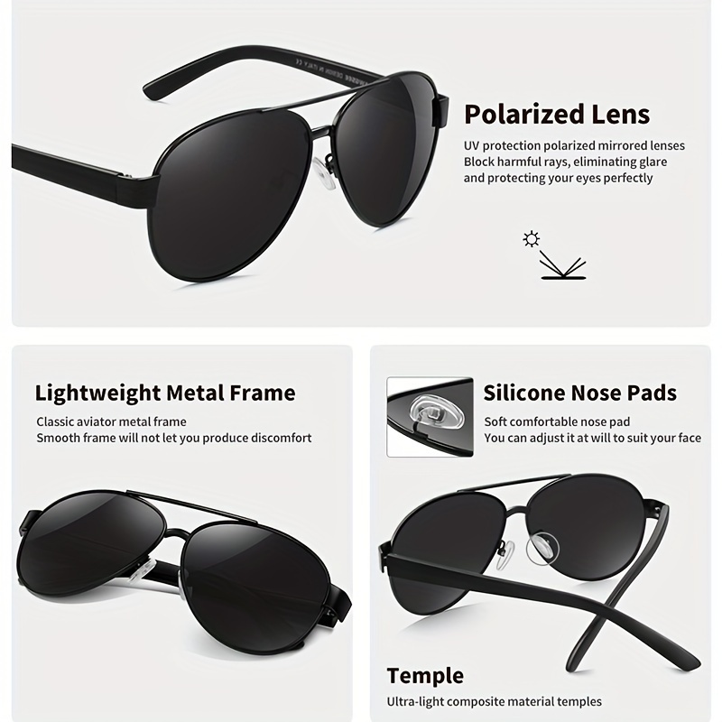 Sunglasses Mens Polarized Sunglasses,Outdoor Driving Classic Mirror Sun  Glasses Men,Metal Frame UV400 Eyewear