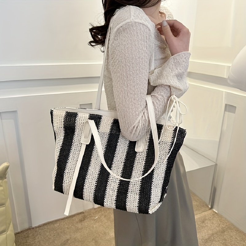 New Look woven straw bag in black