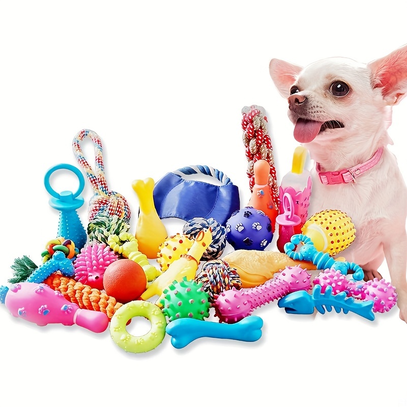 XIUGOAL Interactive Dog Toys, 2 Pack Puppy Toys for Boredom and Teething,  No Stuffing Squeaky Puppy Chew Toys with Crinkle, Treat Dispenser and Holds