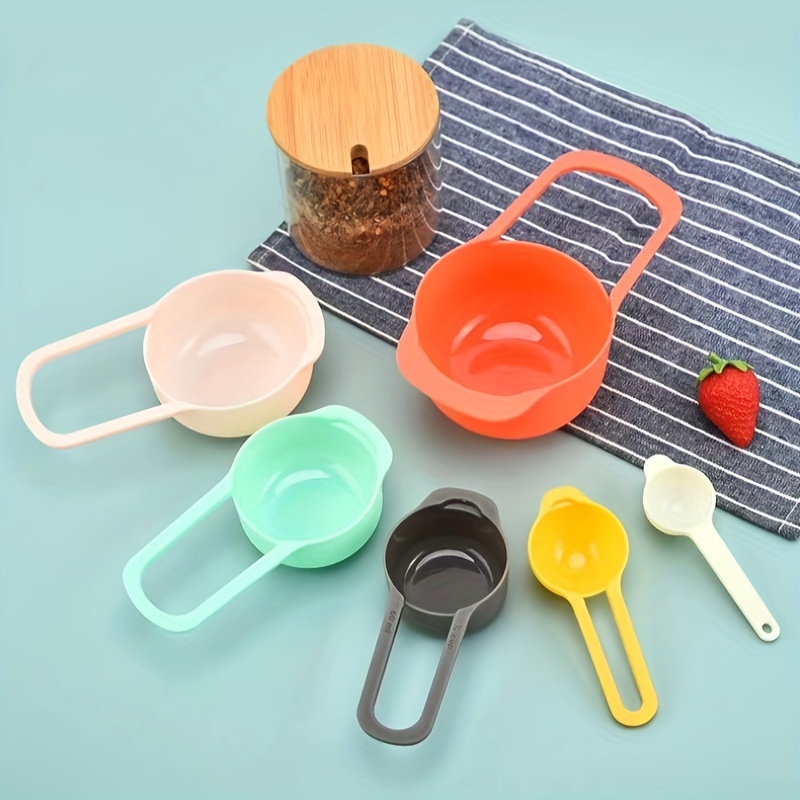 Measuring Cups and Spoons Set, Plastic Measuring Cup Set, Color Measuring  Spoons and Cups Plastic, Cute Measuring Cups and Spoons, Rainbow Plastic