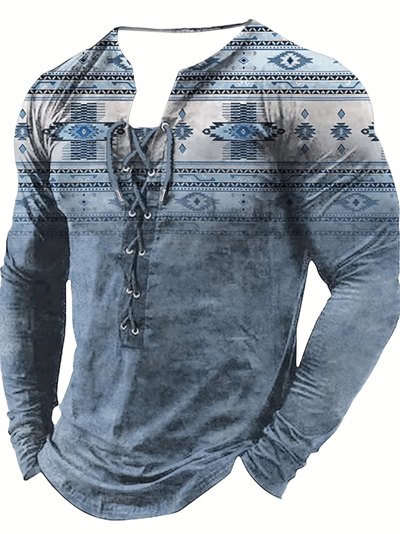 Men's Shirt Top Retro Ethnic Pattern Henley Shirt Short - Temu Canada