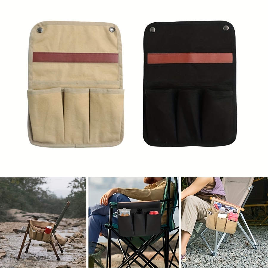 1pc Camping Chair Armrest Storage Bag Canvas Folding Chair Organizer Pocket  Pouch Bag For Outdoor Camping Picnic Fishing - Sports & Outdoors - Temu