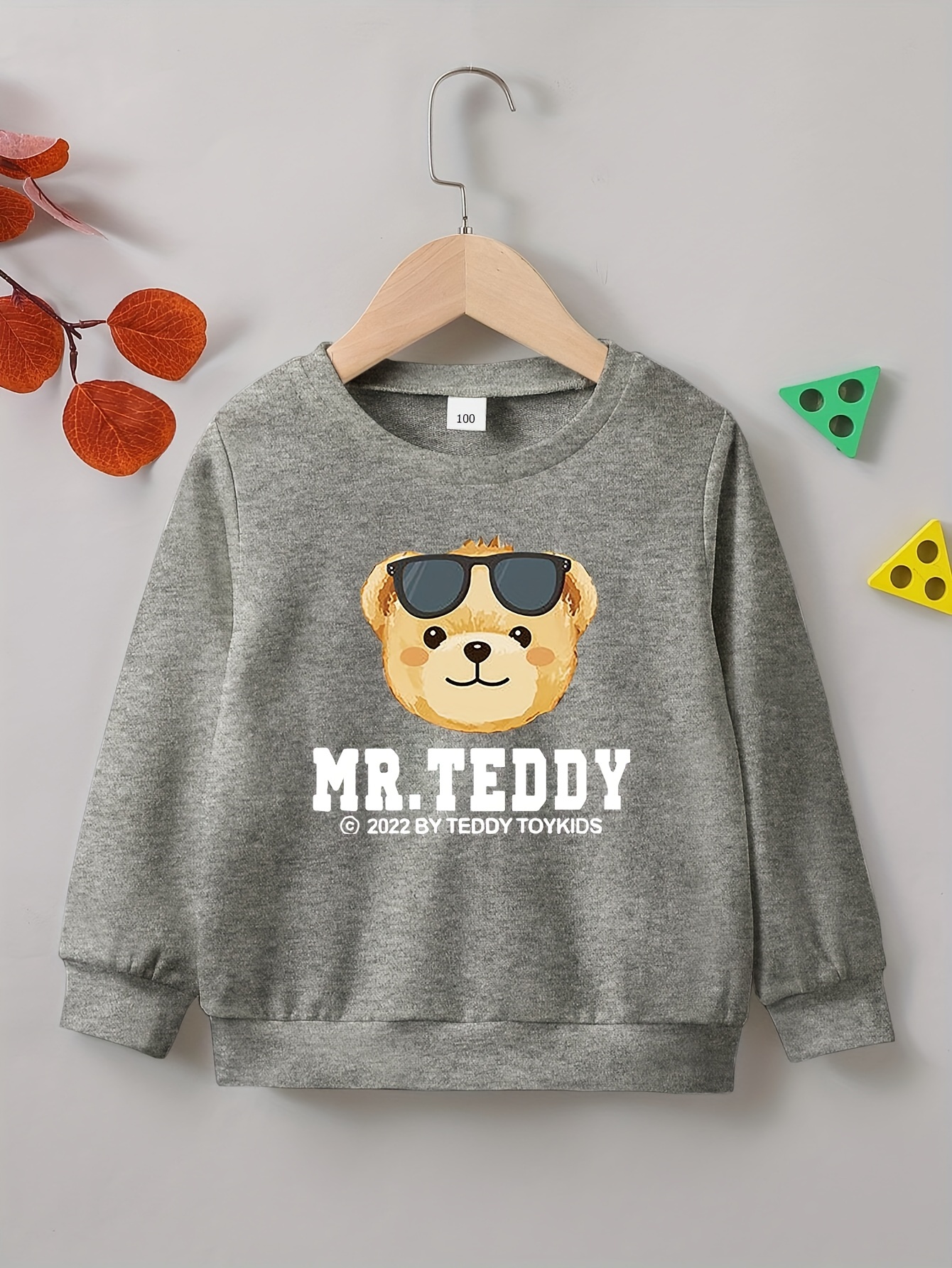 Cute Mr. Teddy Pattern Print Sweatshirt For Kids Boys - Keep Your Little  One Warm And Trendy! - Temu Japan