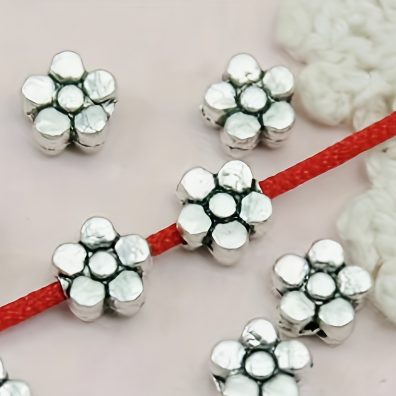 Lot Daisy Flower Spacers Bead Metal Silvery Spacer Beads For - Temu