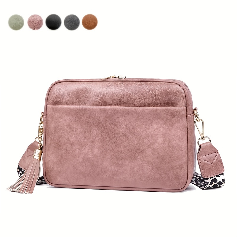 Small Crossbody Bag with Wide Guitar Strap, Thick Strap Camera Cross Body  Pink