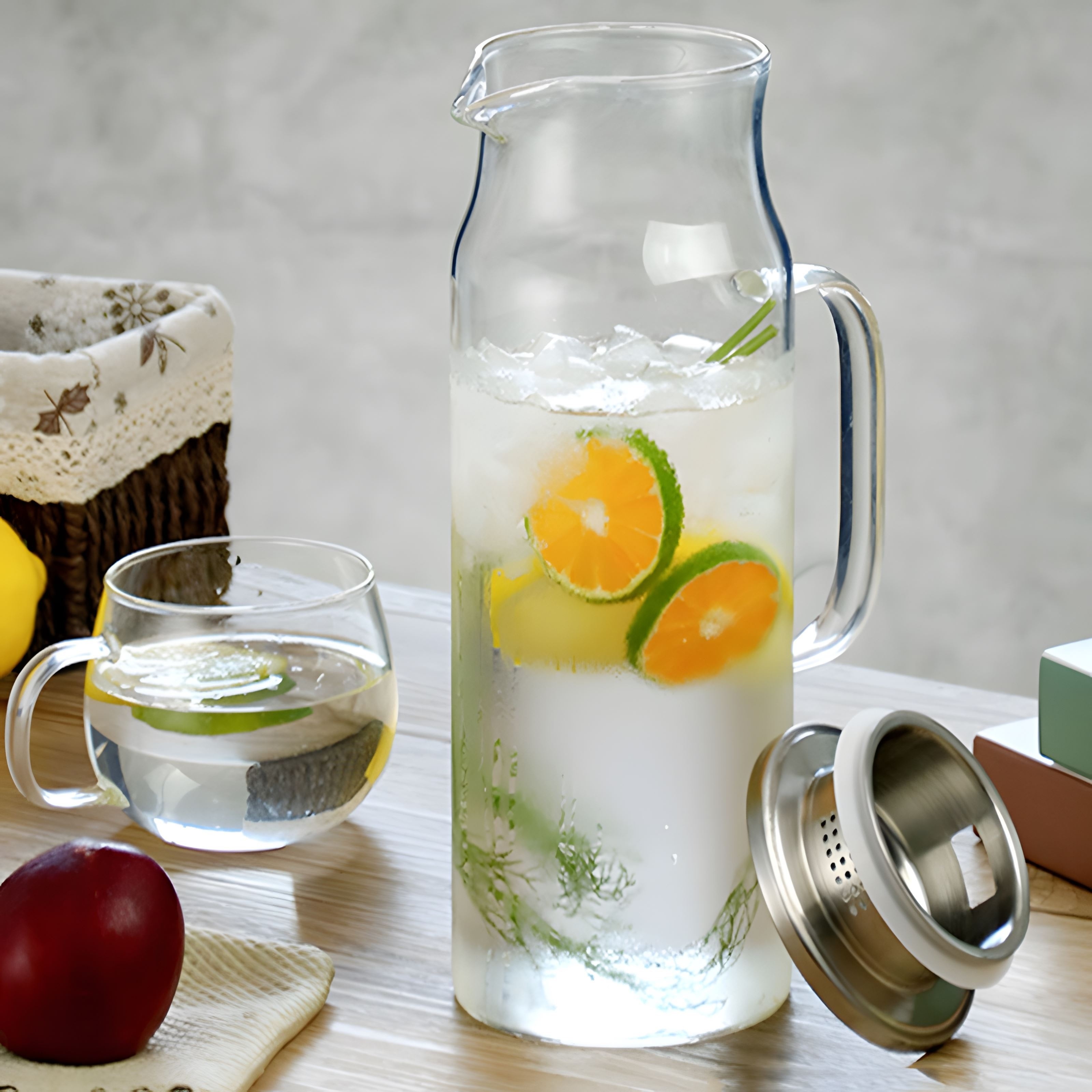 Toki - Jarra Agua Cristal 1.5 litros con Tapa de Bambú, Vidrio Borosilicato  Resistente al Calor, …