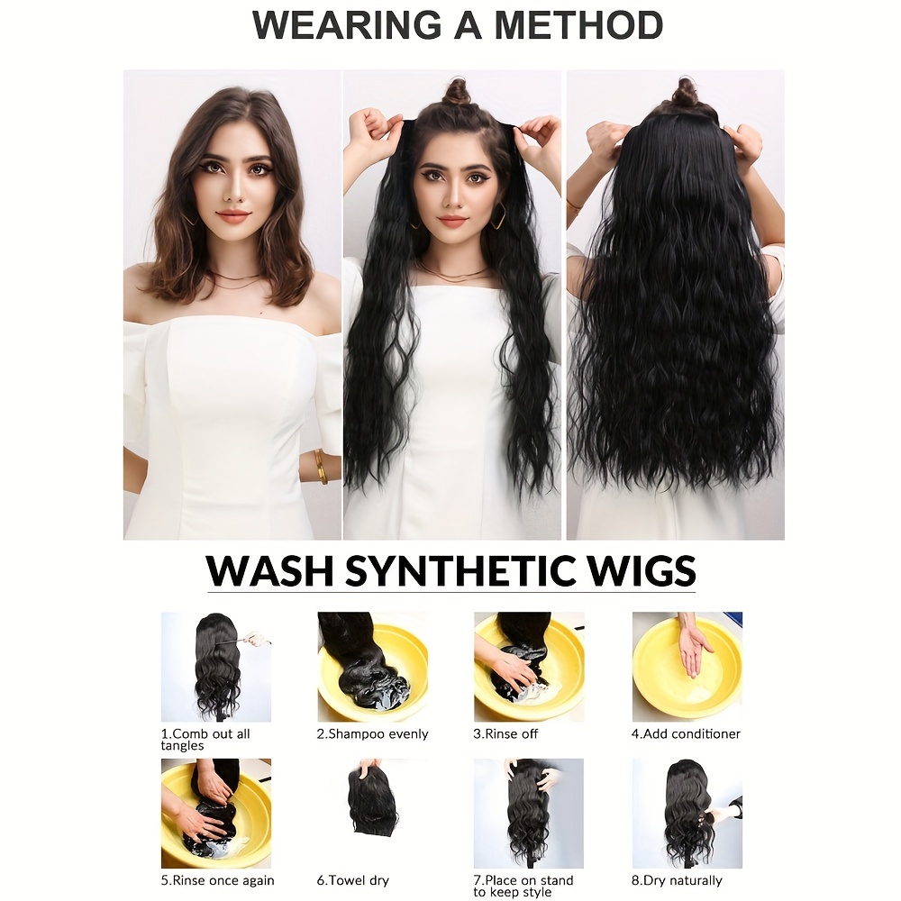 Black Brown Invisible Wire Hair Extension Long Synthetic Temu