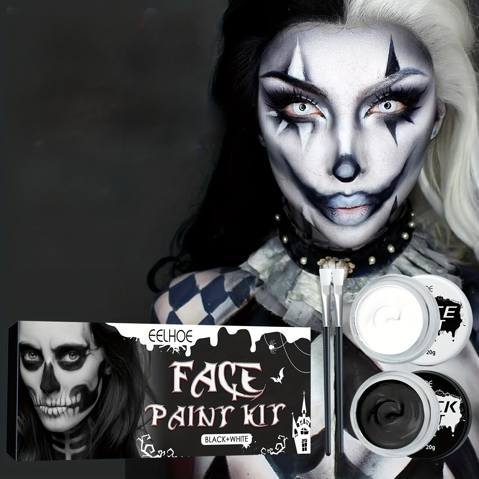 Halloween Black And White Body Painting Body Art Face - Temu