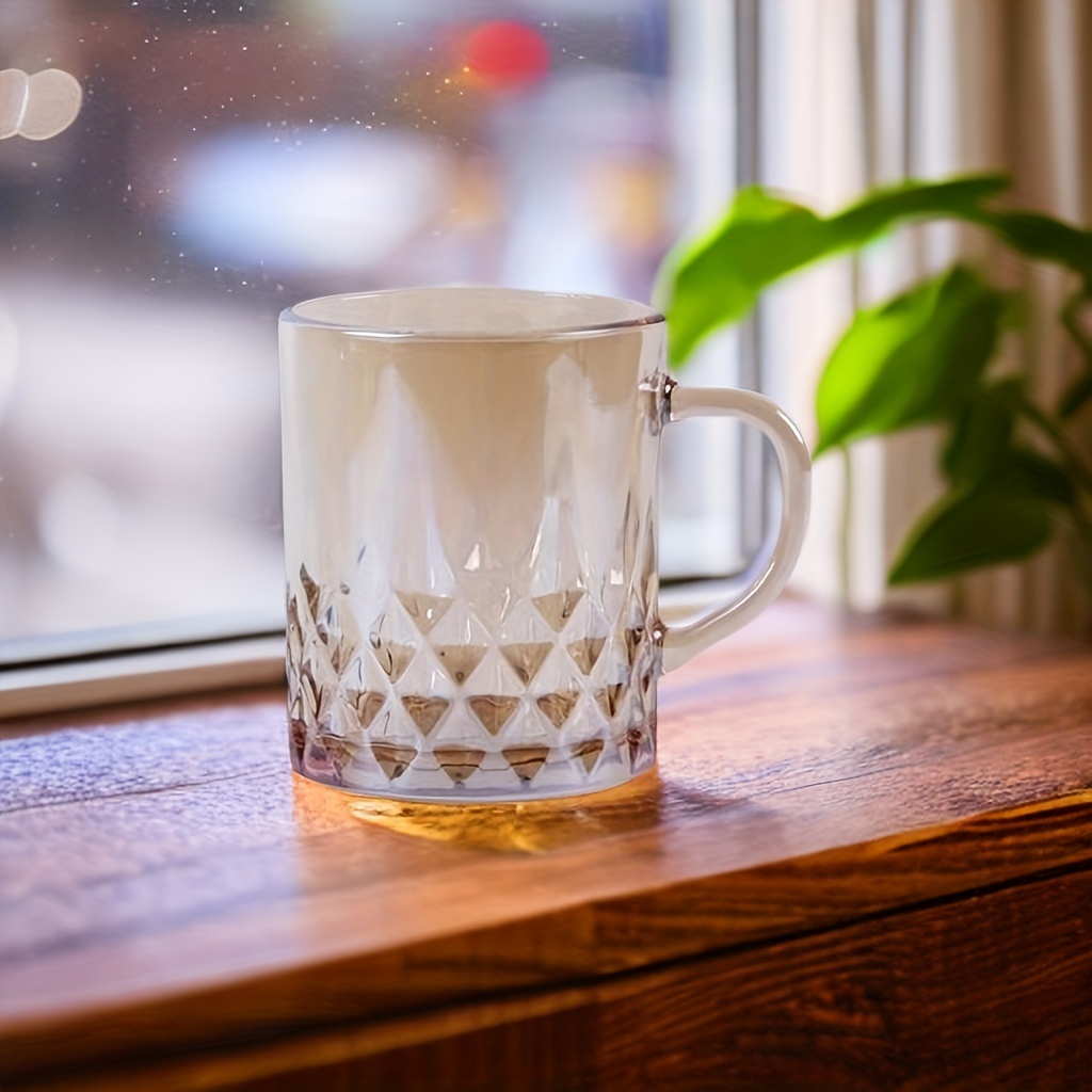 Embossed Glass Coffee Mug With Spoon Coffee Cups With Golden - Temu