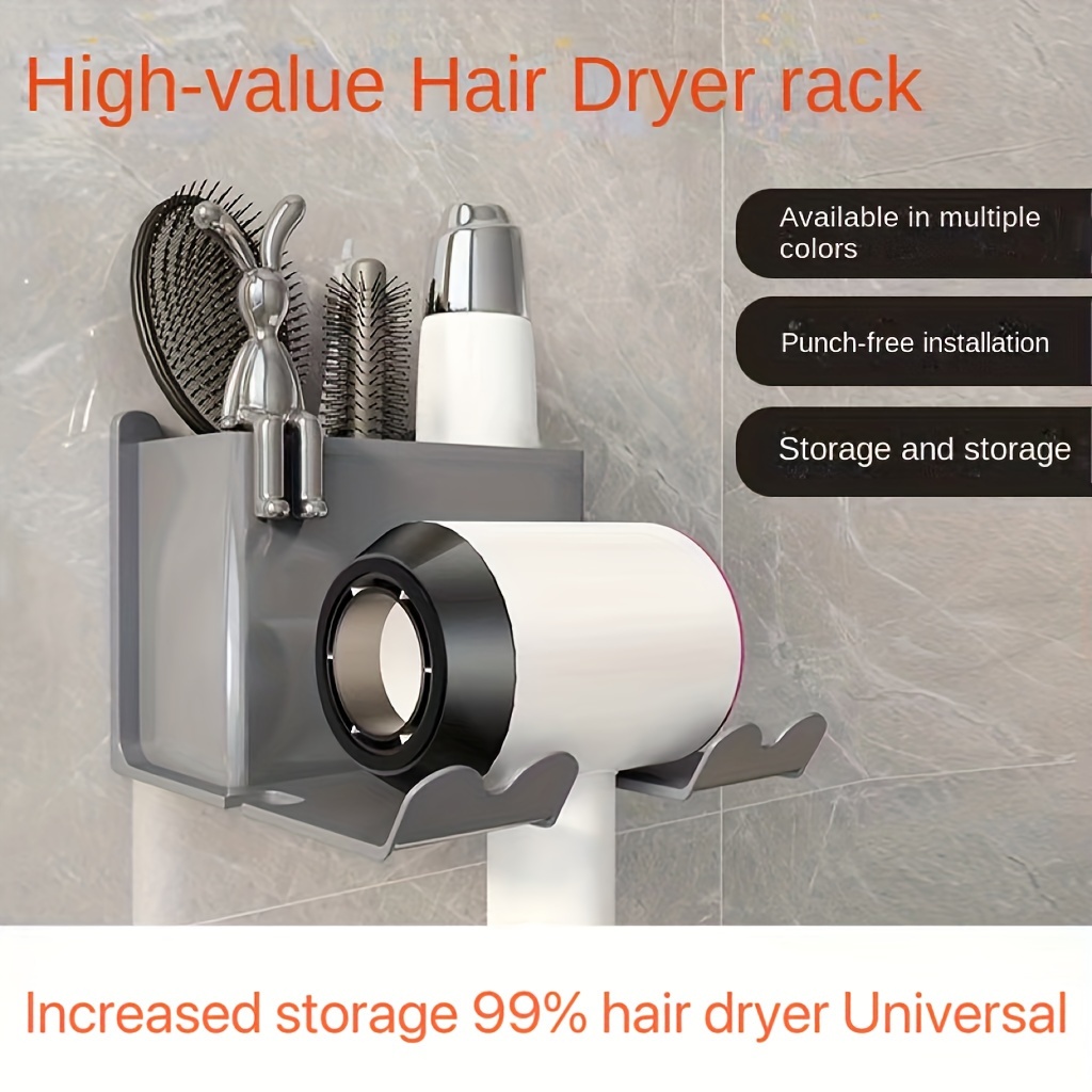 Soporte para secadora de pelo montado en la pared, soporte para secador de  pelo, organizador de herramientas de peinado de baño para plancha plana