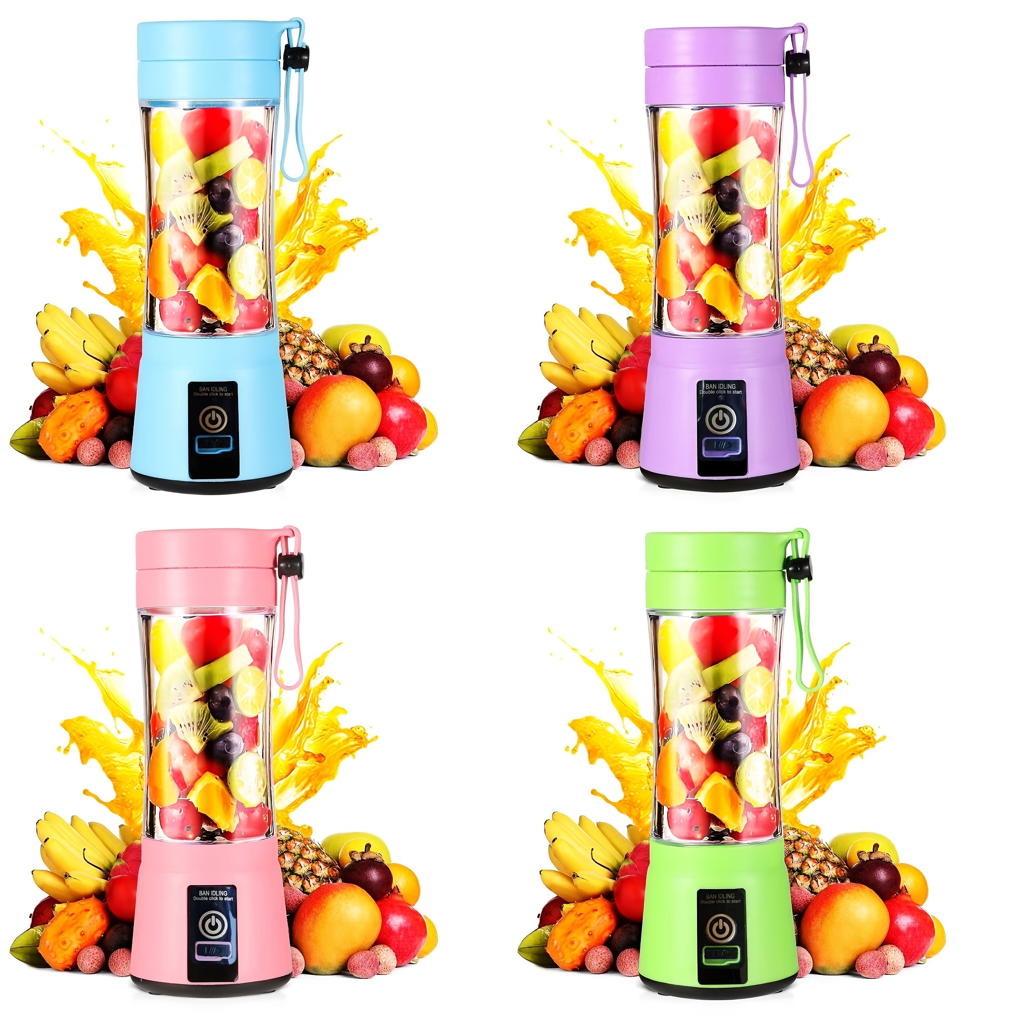 

1pc 380ml Portable Blender With 6 Blades Rechargeable Usb , Personal Size Blender For Shakes And Smoothies,traveling Fruit Veggie Juicer Cup