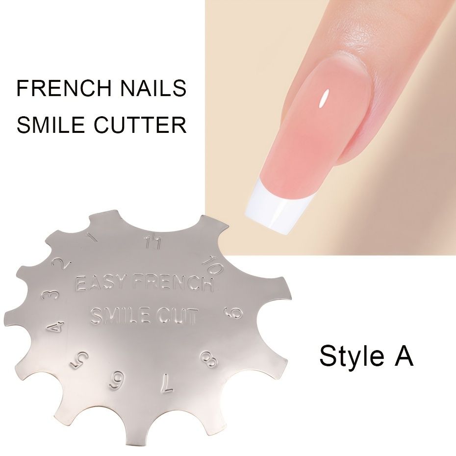 Stainless Steel French Nail Design Mold French Smile Line Cutter Stamp For  Acrylic Powder Nail Gel Polish Painting French Style Template Tools | Don't  Miss These Great Deals | Temu