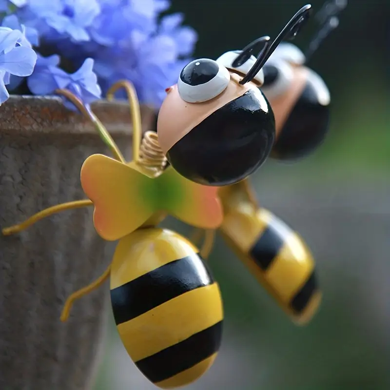 Metal Bee Decorations, Patio Art Garden Decoration, Cute Bee Lawn