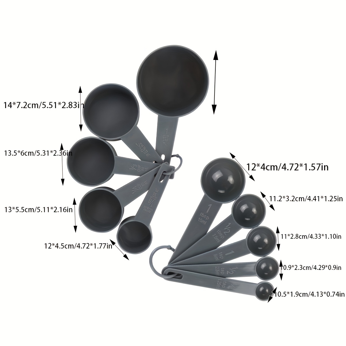 10PCS Black Plastic Measuring Spoons Cups Measuring Set Tools for