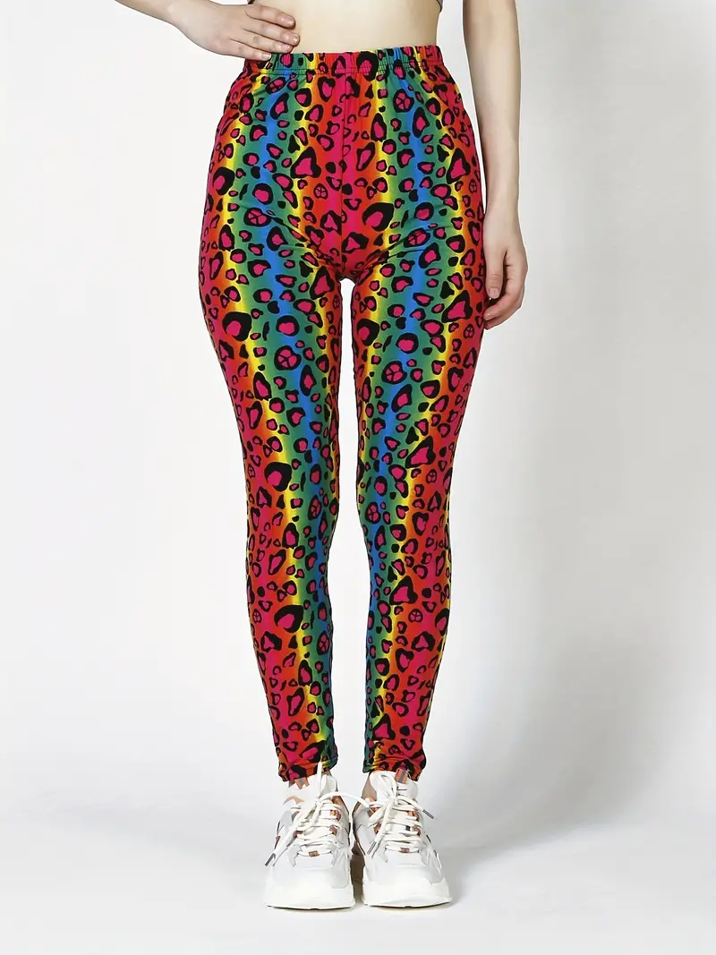 Magic Box Womens 80s Neon Leopard Print Leggings