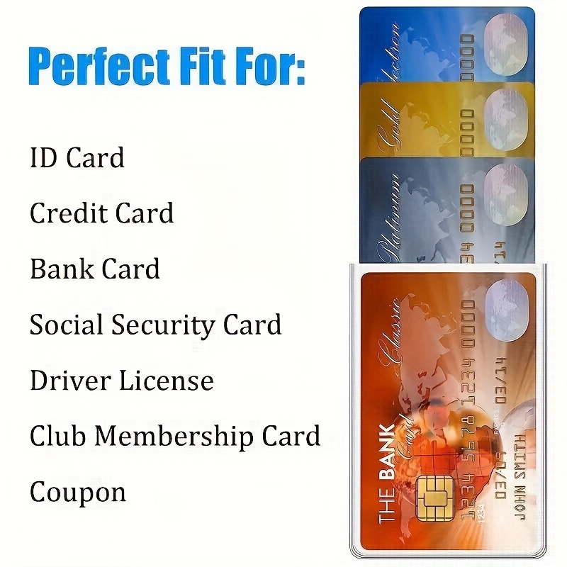 credit card size plastic sleeves 100 Pack Clear Card Holder Sleeves Waterproof New Medicare Card Protector  PVC Soft Plastic Cardholder Transparent Credit Sleeve for Business Social  Security ID Driver's License Frosted ID Protector : Office Products main image 0