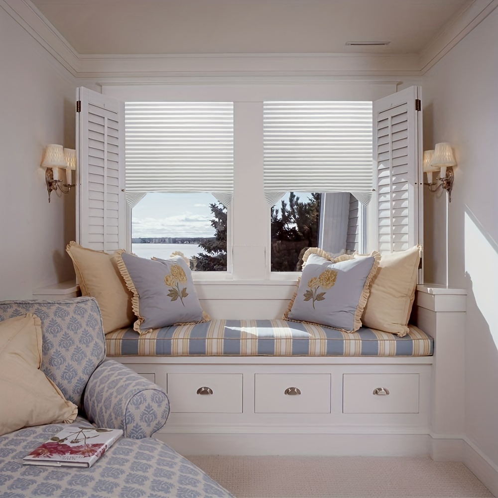 1pc Pleated Fabric Shades No Tools Temporary Window Blinds