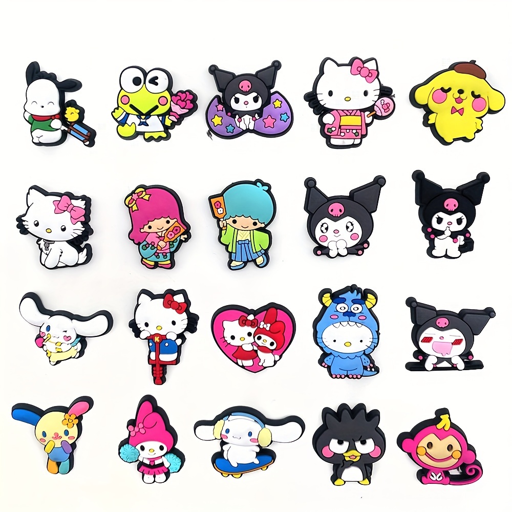 30pcs Random Hello Kitty Jibz PVC Croc Shoes Charms Anime DIY Sanrio  Sandals Accessories for Clogs Buckle Decorations Kids Gifts