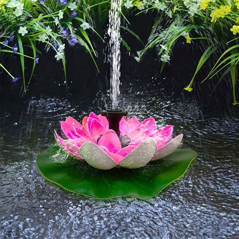 1pc, Pompe De Fontaine À Eau Solaire Fleur De Lotus Bain D'oiseau
