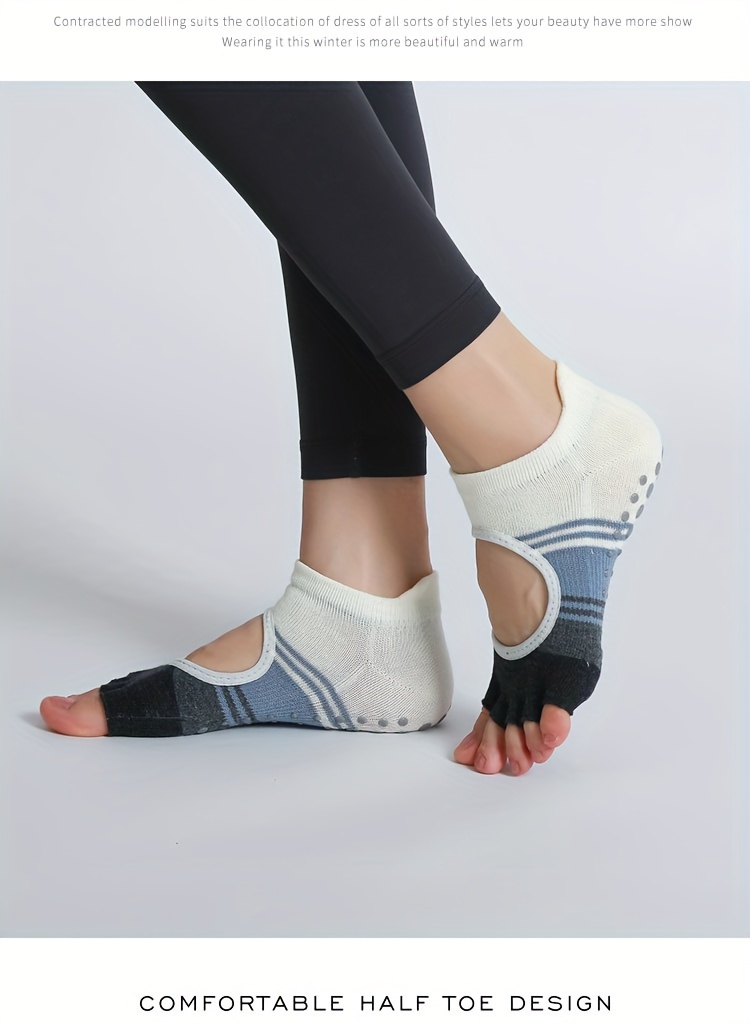 Color Block Yoga Socks Open Toe Backless Non slip Sports - Temu
