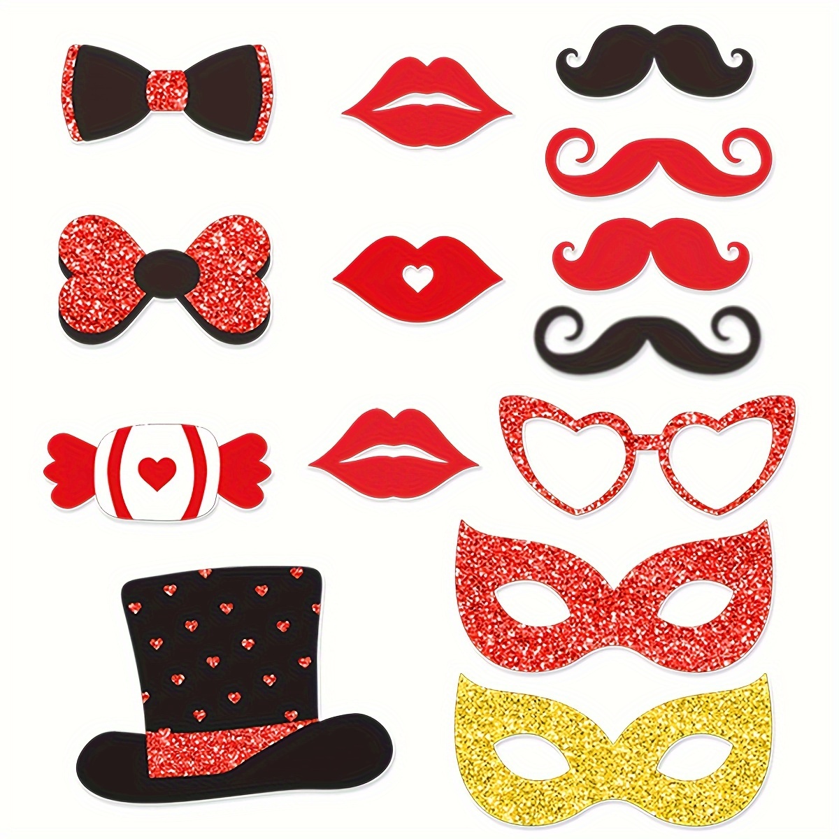 Valentine's Day Photo Booth Props, Suitable For Party Gathering