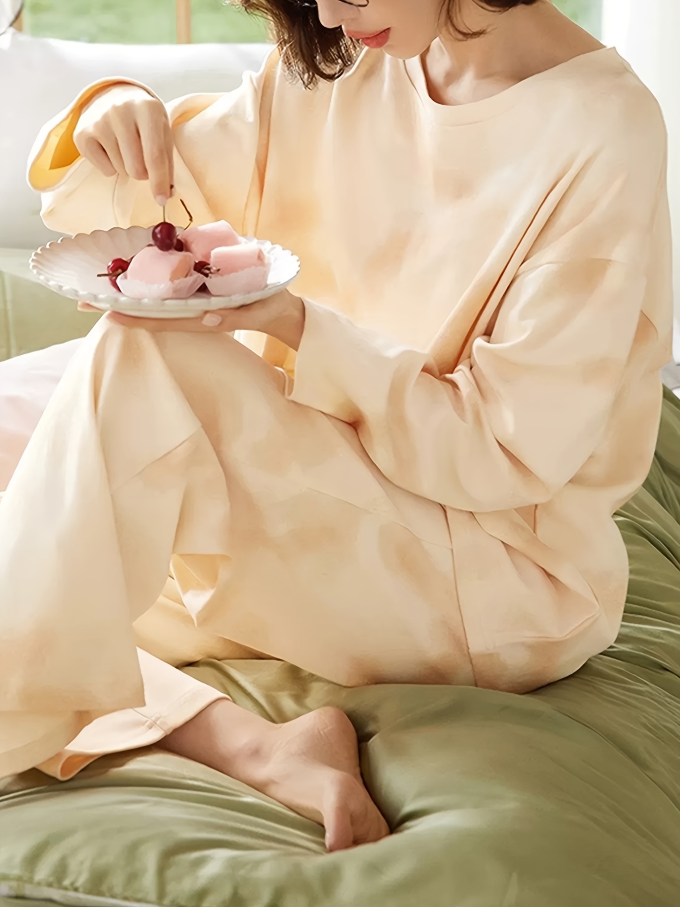 Tie Dye Pajama Set Long Sleeve Top & Pants Women's Sleepwear