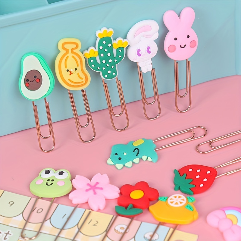 10pcs Cartoon Bookmarks Paper Clips Metal Clips Student Office Note Journal