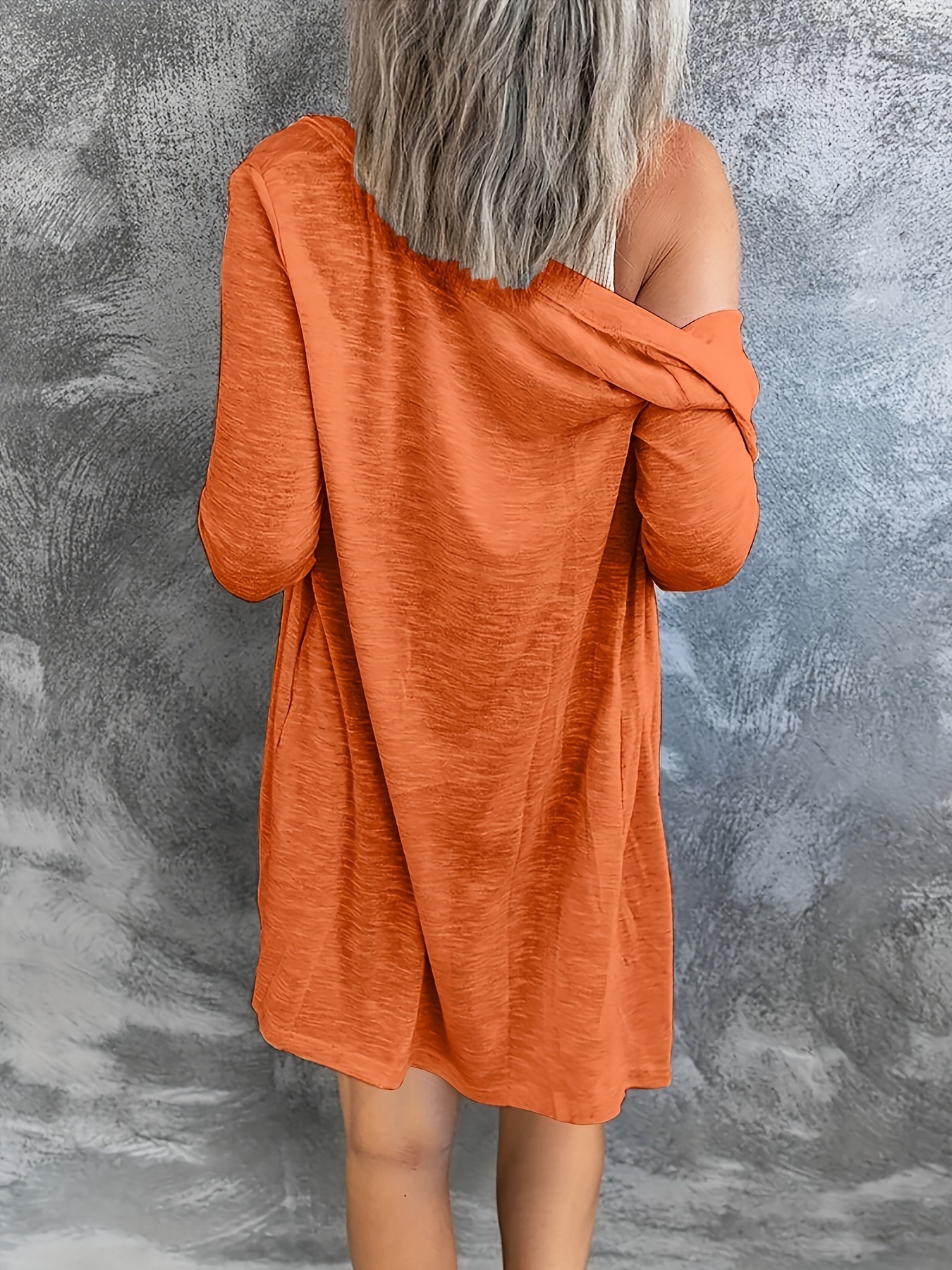 Women's Plus Size Casual Cardigan, Solid Button Up Long Sleeve Cardigan