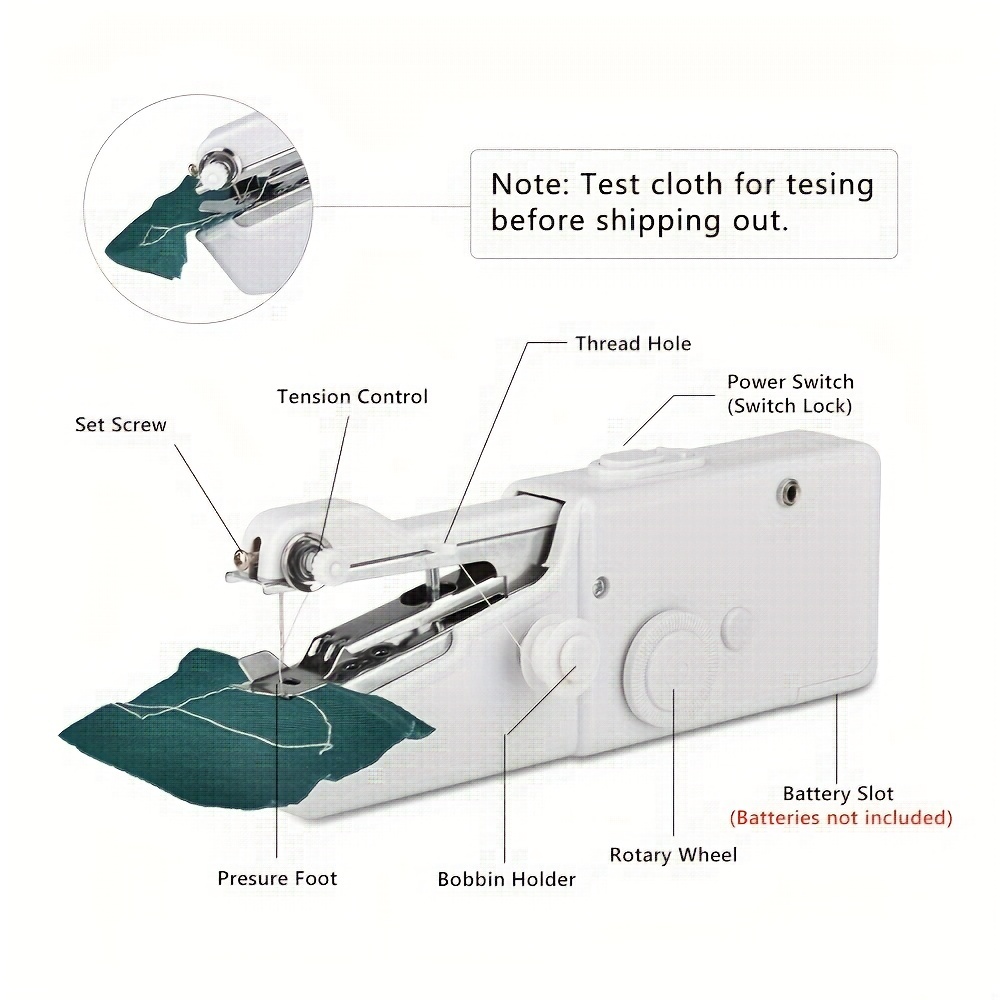 1pc Handheld Sewing Machine Mini Sewing Machines ,Portable Sewing Machine  Quick Handheld Stitch Tool ForFabric , Cloth , Clothing ( Battery Not  Included , Self-Prepared 4AAA Batteries