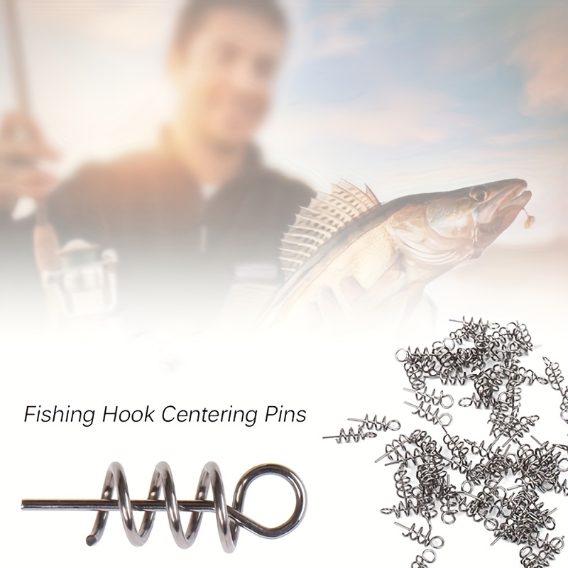 * 50pcs Spring Twist Lock Fishing Hook Centering Pin Screw Lock Bait Keeper  For Soft Lure Worm Bait