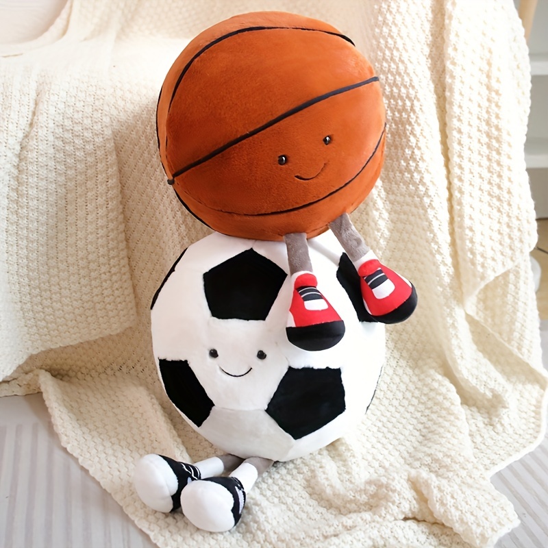Creative Football Basketball Shape Plush Doll Soft And Cute - Temu