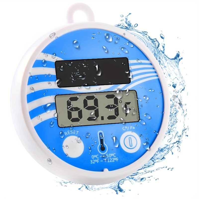 Termómetro solar digital para piscina y spa, termómetro de acuario  alimentado por energía solar, pantalla mínima de temperatura máxima del  agua
