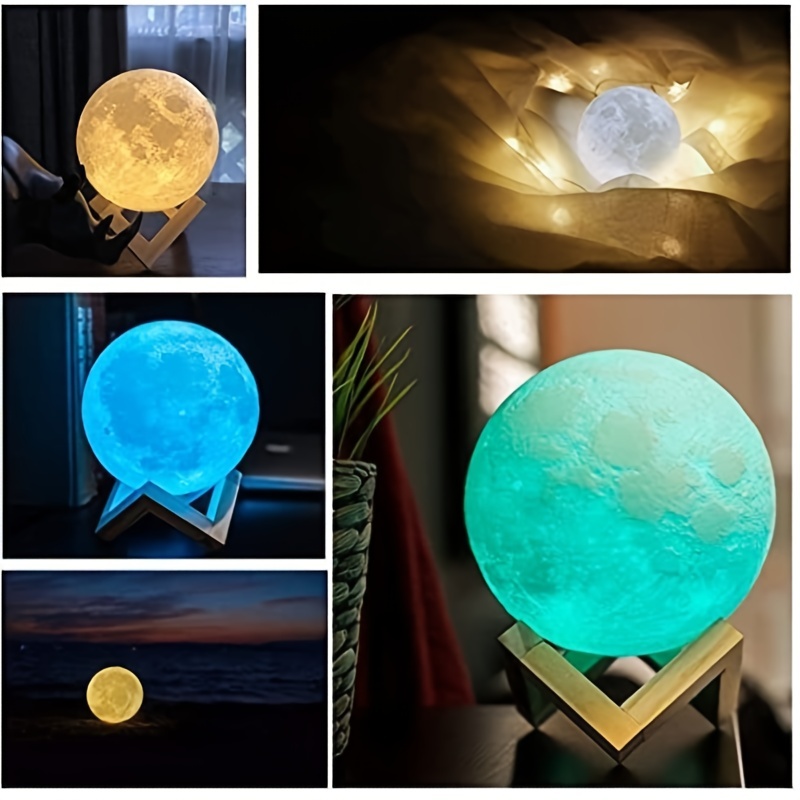 Lampe Lune 3D, ALED LIGHT RGB 16 Couleurs LED Lumière Lune Espace Lampe  15cm Diamètre, Lampe de Nuit