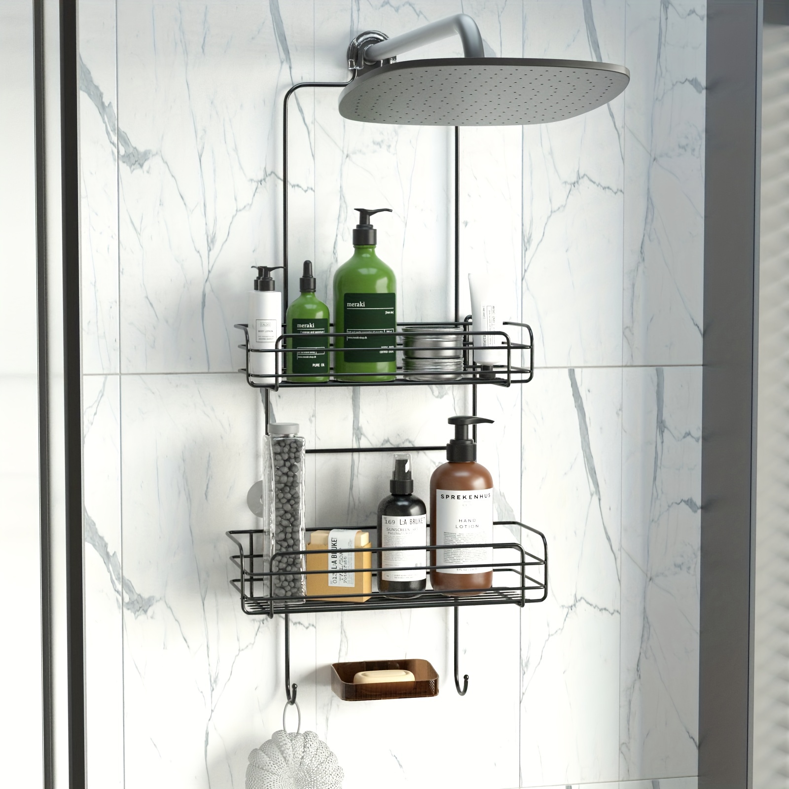 Hanging Shower Caddy, Bathroom Shelves Over Shower Head, Bathroom