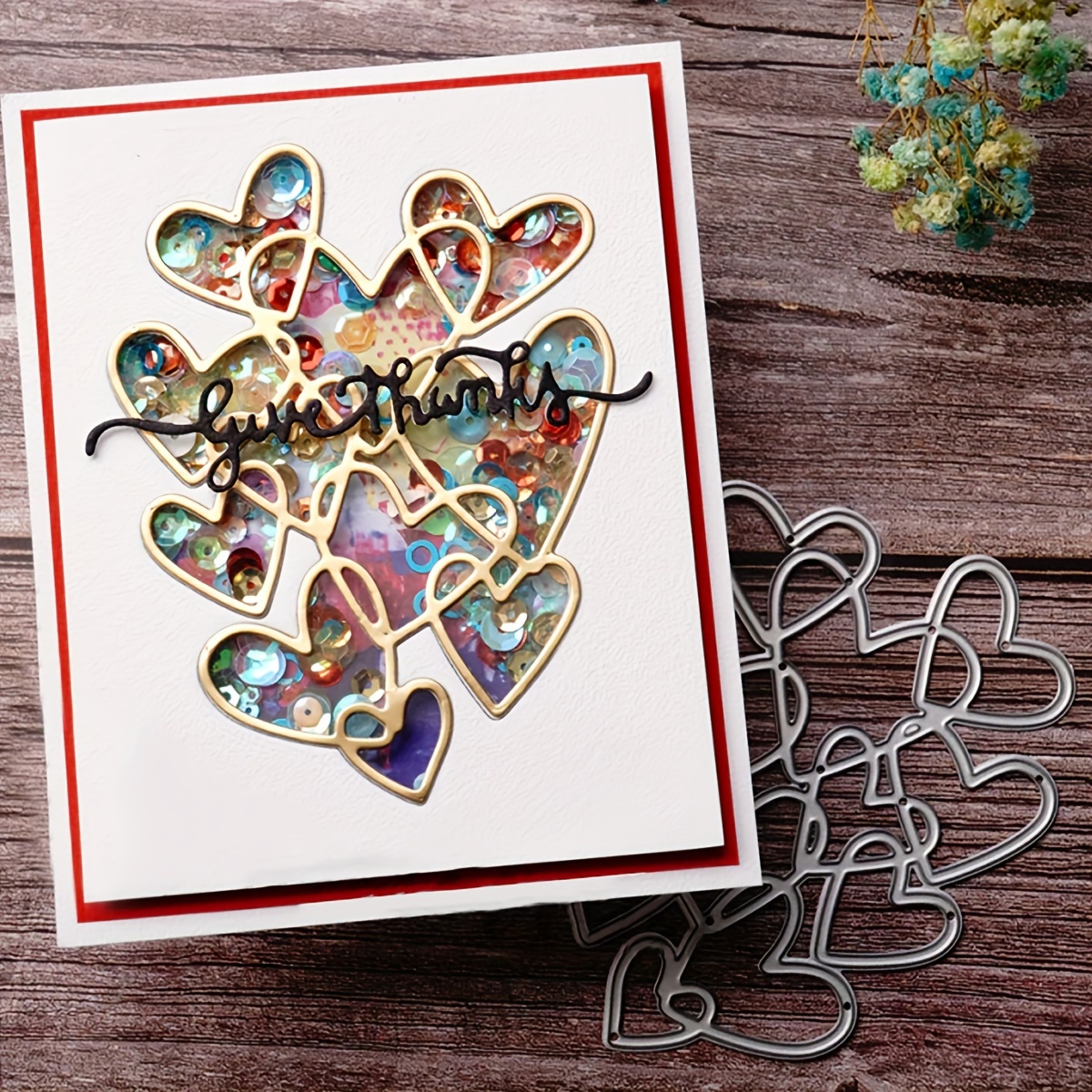 

1pc, Decorative Hearts Metal Cutting Die, Cutting Stencil, Card Making, Scrapbooking, Wedding, Paper Crafts