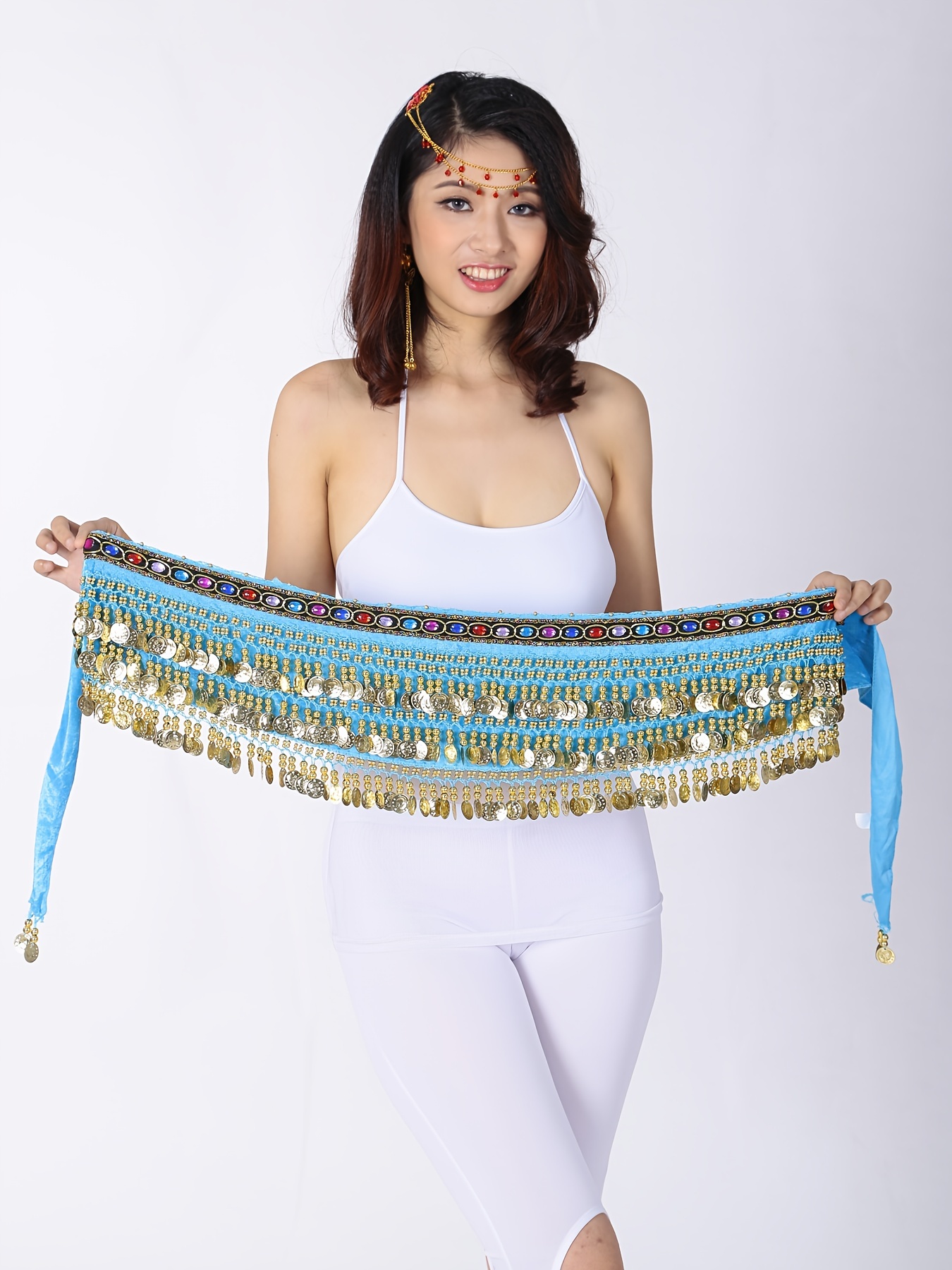 Bead Embroidery Belly Dance Hip Scarf 6 Color Women Oriental Belly