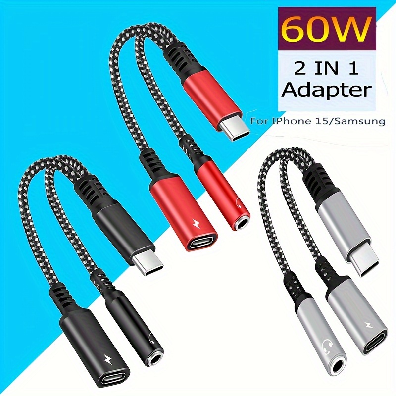 Audio Adapters 2 En1 USB C Tipo C A Cable De Audio AUX De - Temu