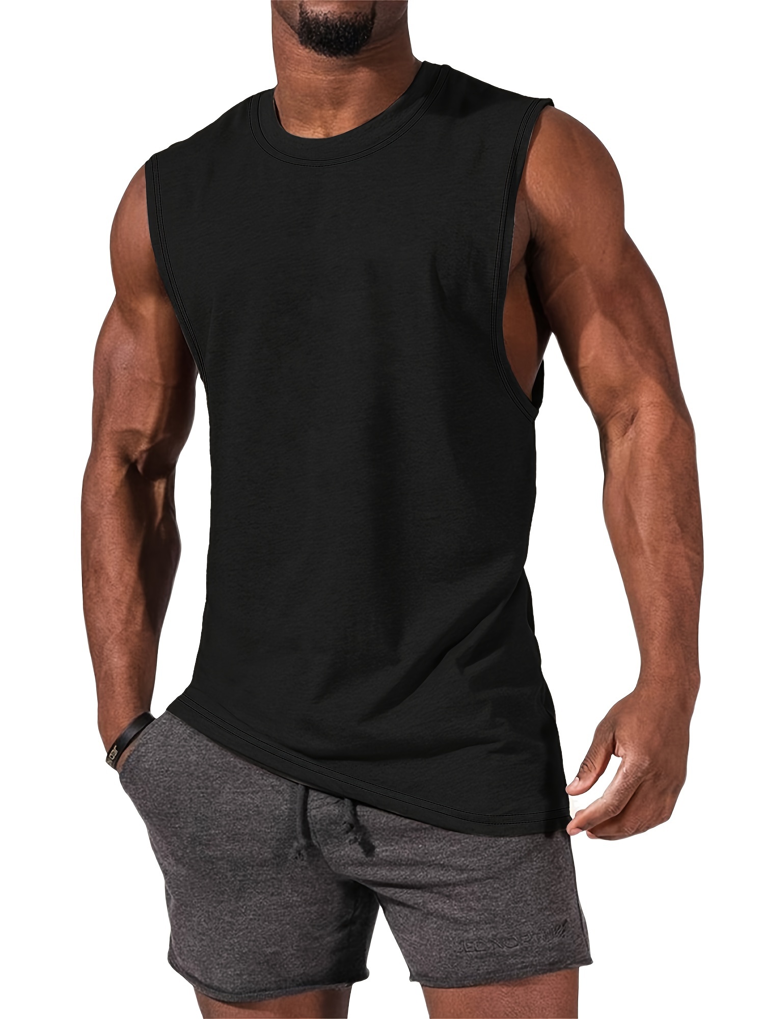 Summer New Y2K Sleeveless Top Men Muscle Tshirt Sporting Gym Clothing Mens  Sport Fitness Black Tank