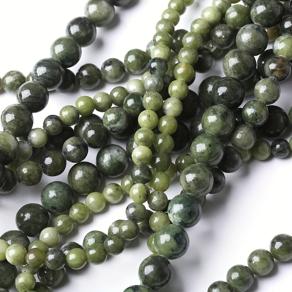 Natural Dark Green Jades Loose Beads For Jewelry Making Diy - Temu