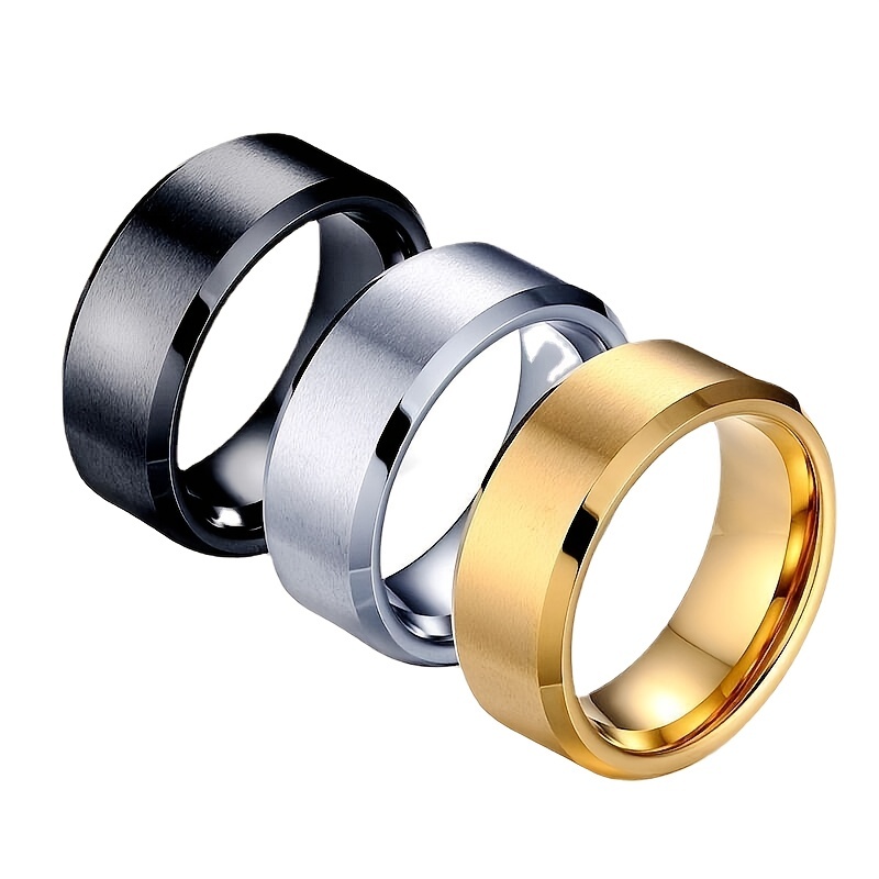Titanium Steel Frosted Ring Stainless Steel Men's Brushed Ring Ring Jewelry, Jewels,Temu