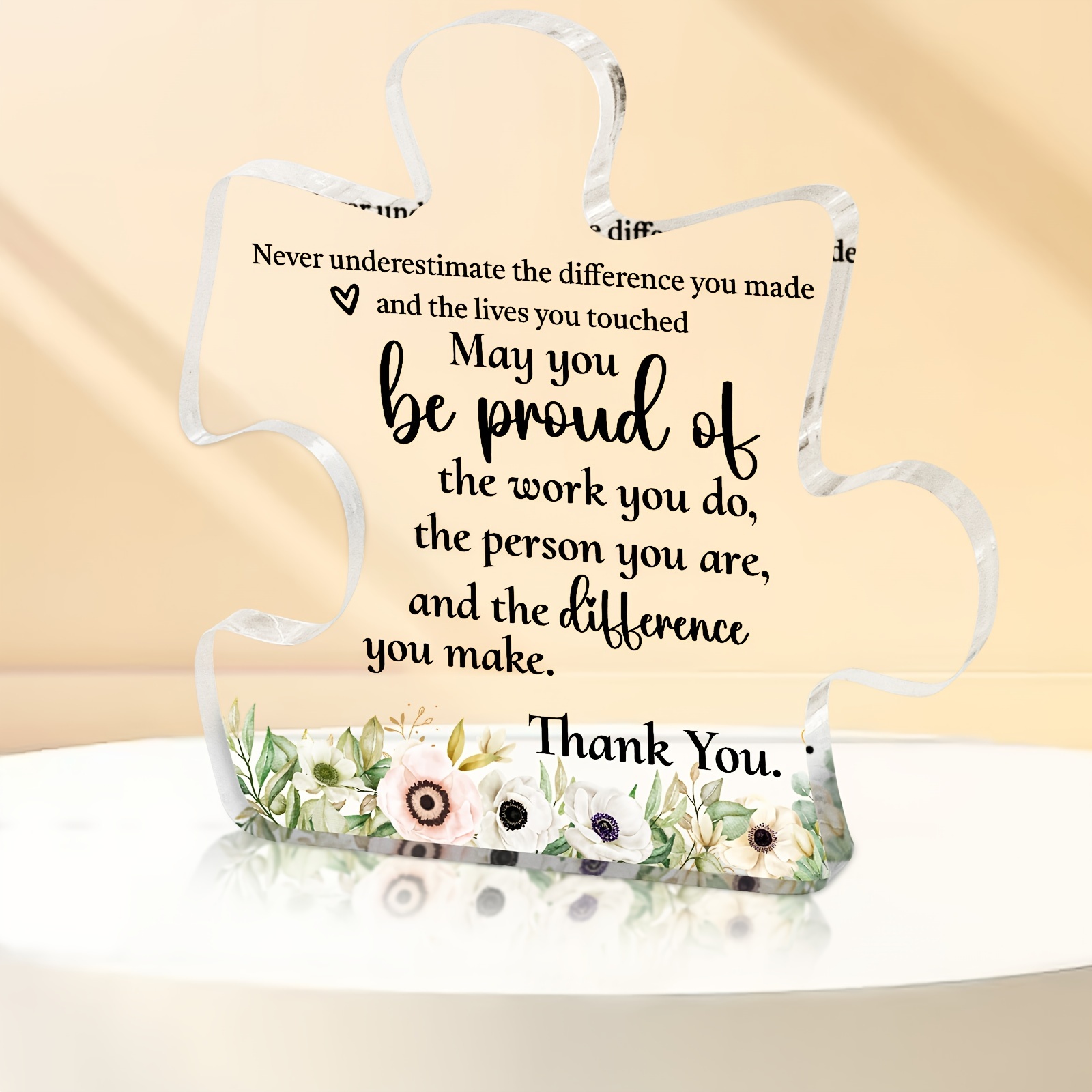 Targa In Acrilico Per Insegnanti: Regalo Personalizzato Con Frase Di Ringraziamento, Per Donne E Uomini. Decorazione Da Scrivania Cristallina, Resistente, Per Natale O Fine Anno Scolastico. - copertina