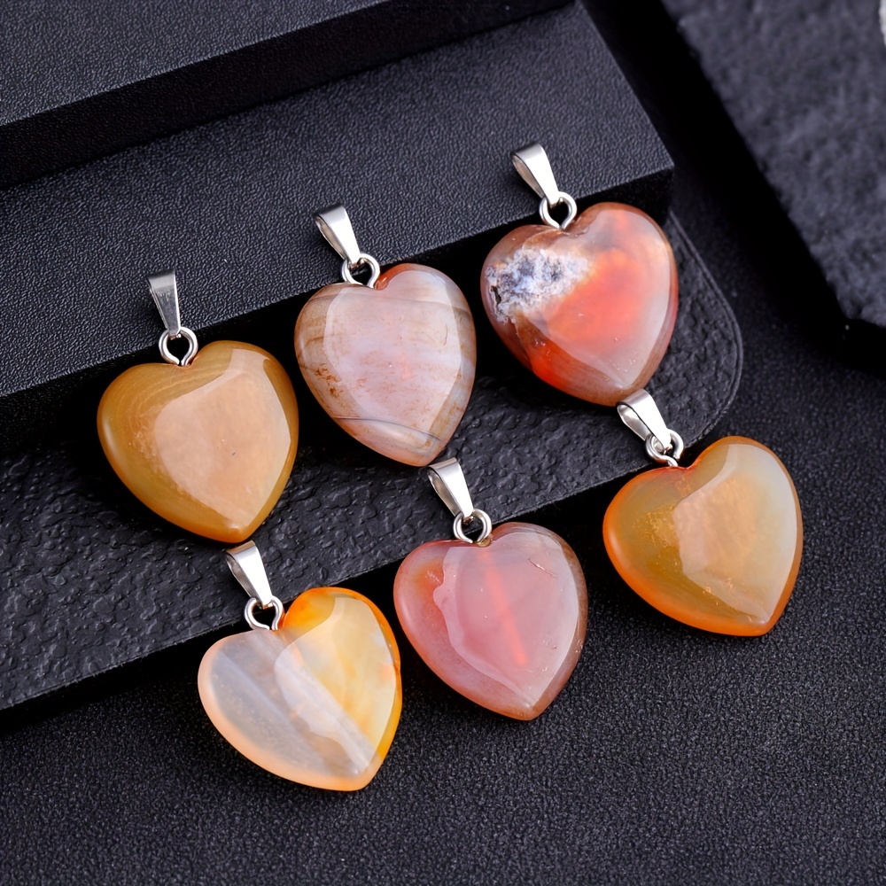 Red Agate Heart Shaped Necklace Pendant DIY Accessories