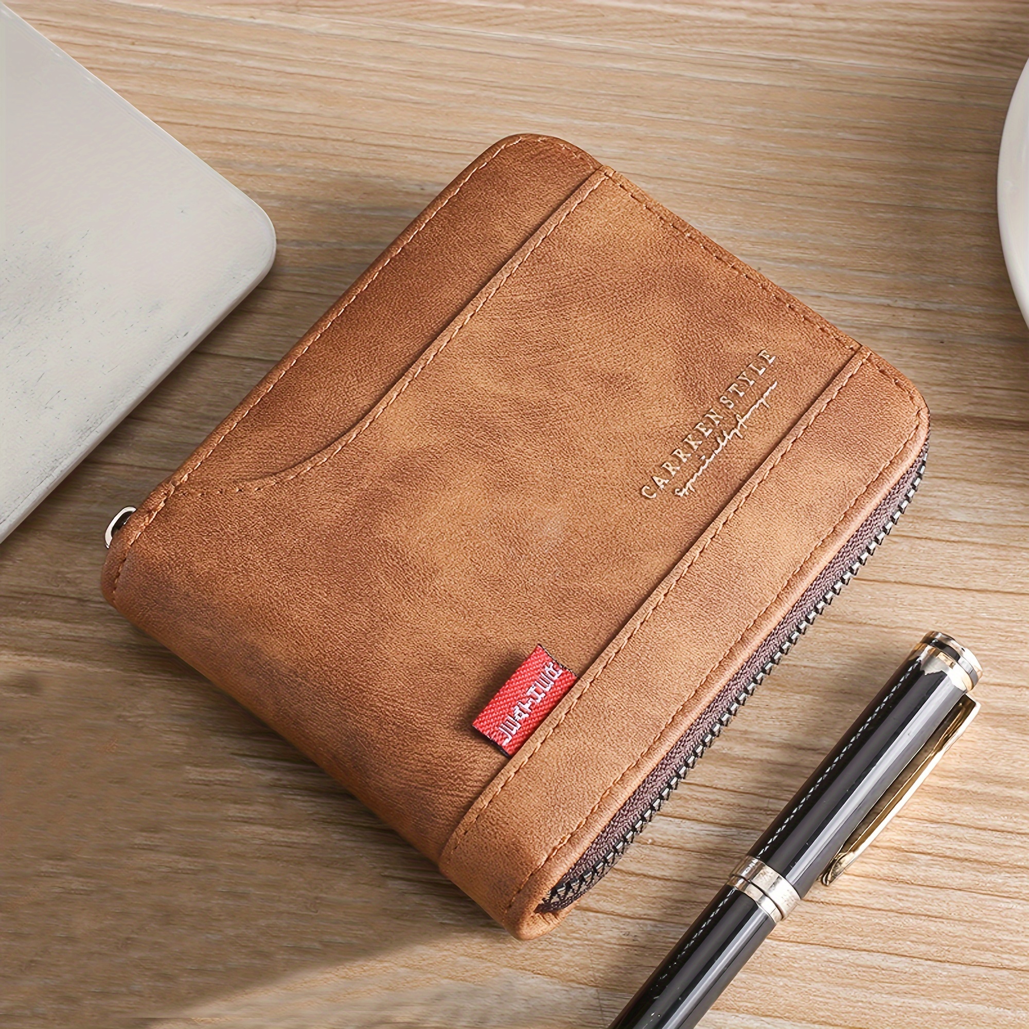 1pc new mens short zippered wallet with fashionable pu