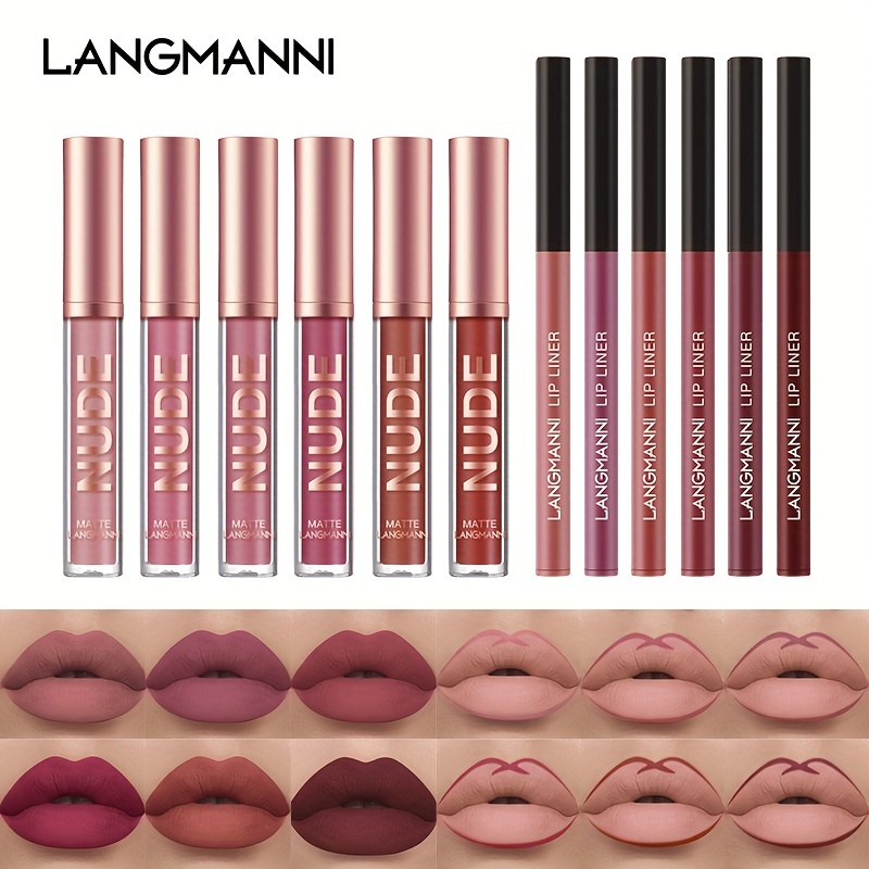 Lipgloss+lipliner Langmanni Long lasting Waterproof Liquid - Temu