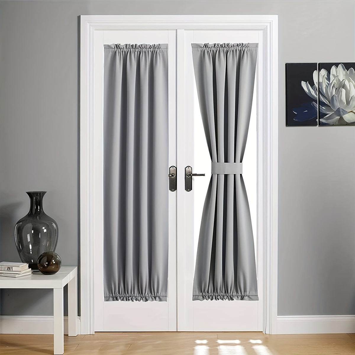 Cortinas opacas de puerta para privacidad de puerta, cortina de puerta  francesa con aislamiento térmico para puerta delantera, bolsillo para barra  de