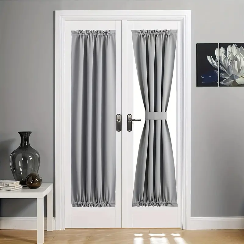 1 Panel Grey French Door Curtain Privacy Blackout Temu Mexico