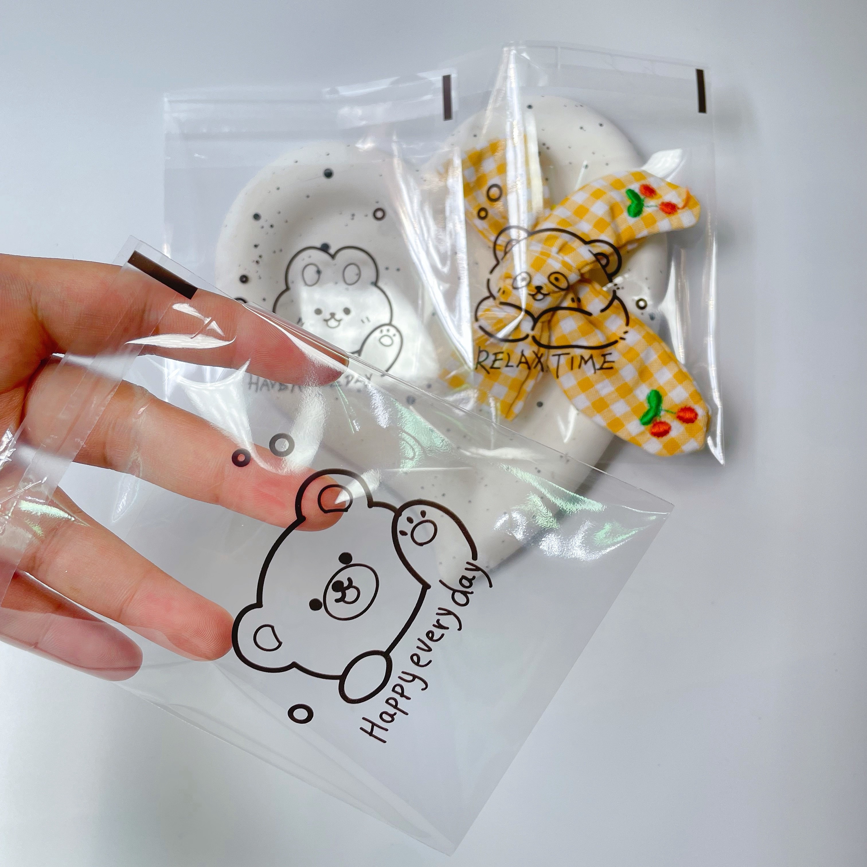 100pcs Cute Bear Packaging Bag with Zip Lock Gift Jewelry Food