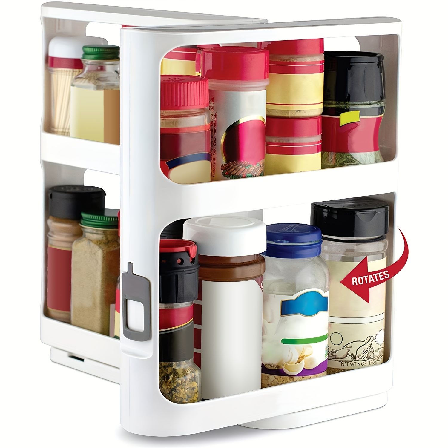 1set Kitchen Cabinet Pull-out Spice Rack Double-layer Plastic Drawer Shelf  For Storage Of Spice Jars